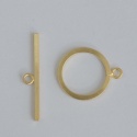 Vermeil Sterling Silver Gold Plated Clasp Toggle Plain Matt x 1